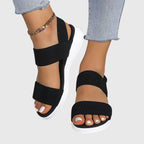 Women's Sandals with Adjustable Straps and Platform Sole - Black