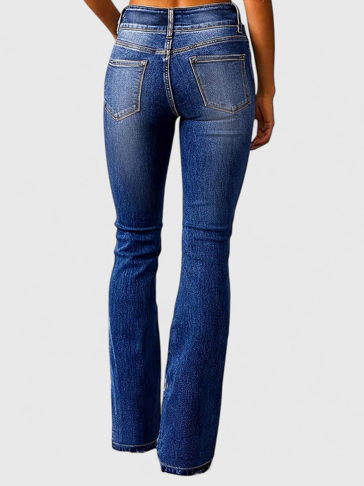 Women's Flared Trousers with Zip Detail and Fitted Hip - 5