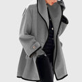 Women's Fleece Jacket with Contrast Trim and Wide Collar - Grey