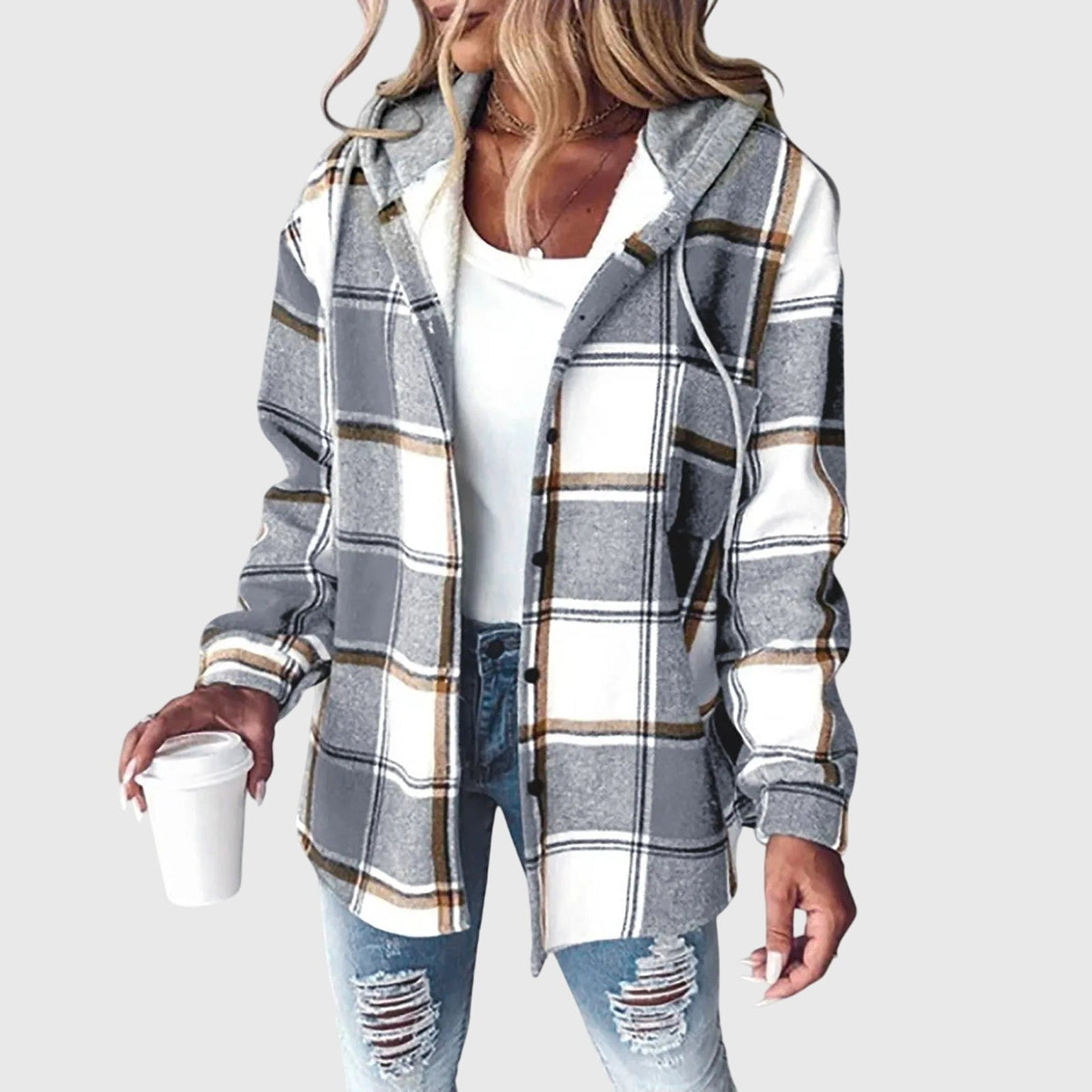 Martina | Women's Mesh Button Placket Jacket - Grey