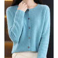 Women's Cardigan Long Sleeve Button-Front Round Neck - Light Blue