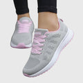 Women's Trainers with Cushioned Sole and Lace-Up Fastening - Grey/Pink
