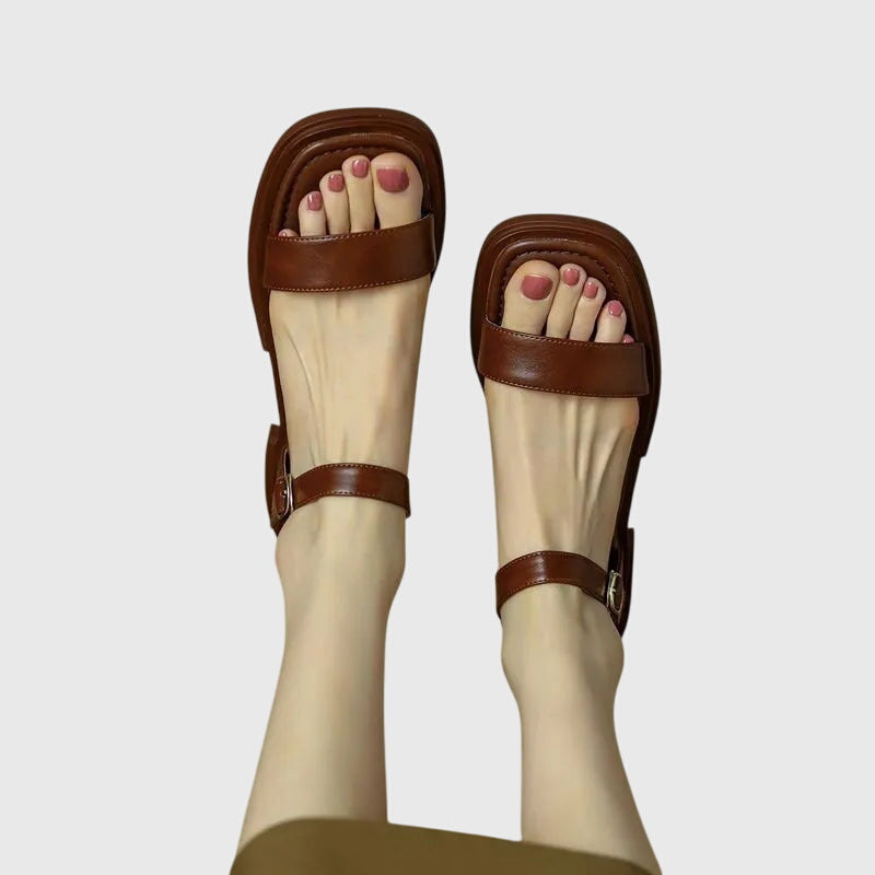 Women's Sandals with Ankle Strap and Block Heel - 2