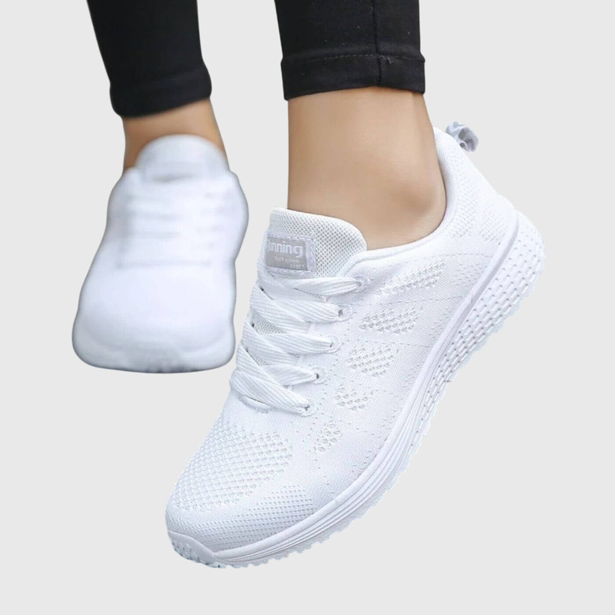 Women's Trainers with Cushioned Sole and Lace-Up Fastening - White