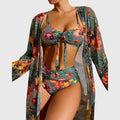 Women's Bikini Set with Tie-Front Top and Halter Neck - Grey
