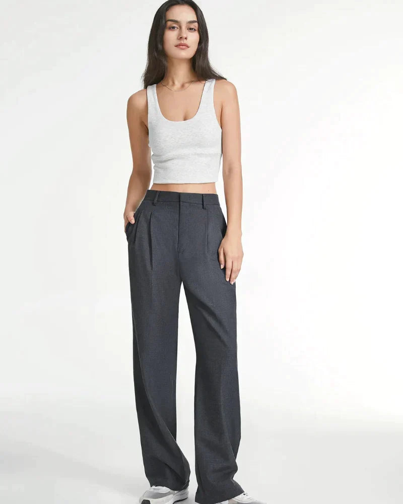 Women's Tailored Trousers Slim Fit with Elongating Line - 17