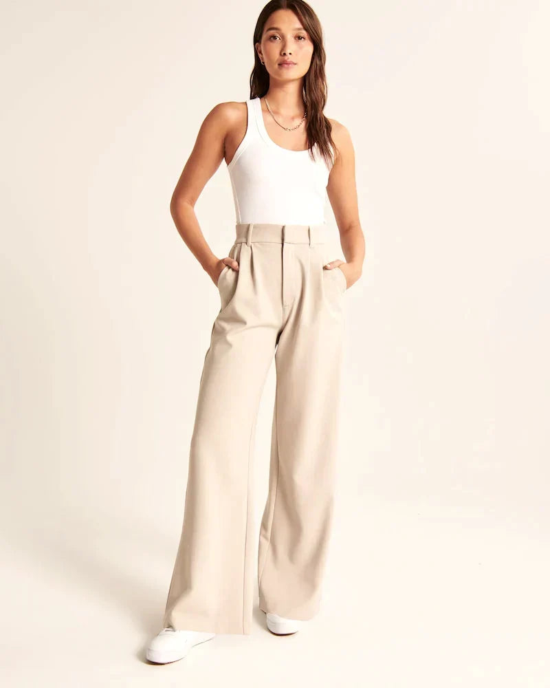 Women's Tailored Trousers Slim Fit with Elongating Line