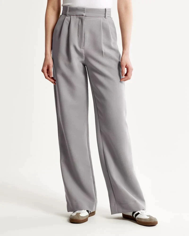 Women's Tailored Trousers Slim Fit with Elongating Line - Grey