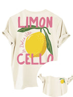 Women's Lemon Print T-Shirt with Back Graphic - 5