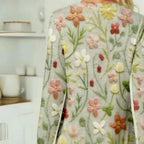 Women's Embroidered Floral Sweatshirt with Crew Neck - 4