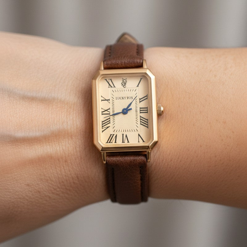 Women's Square Watch with Faux Leather Strap - 3