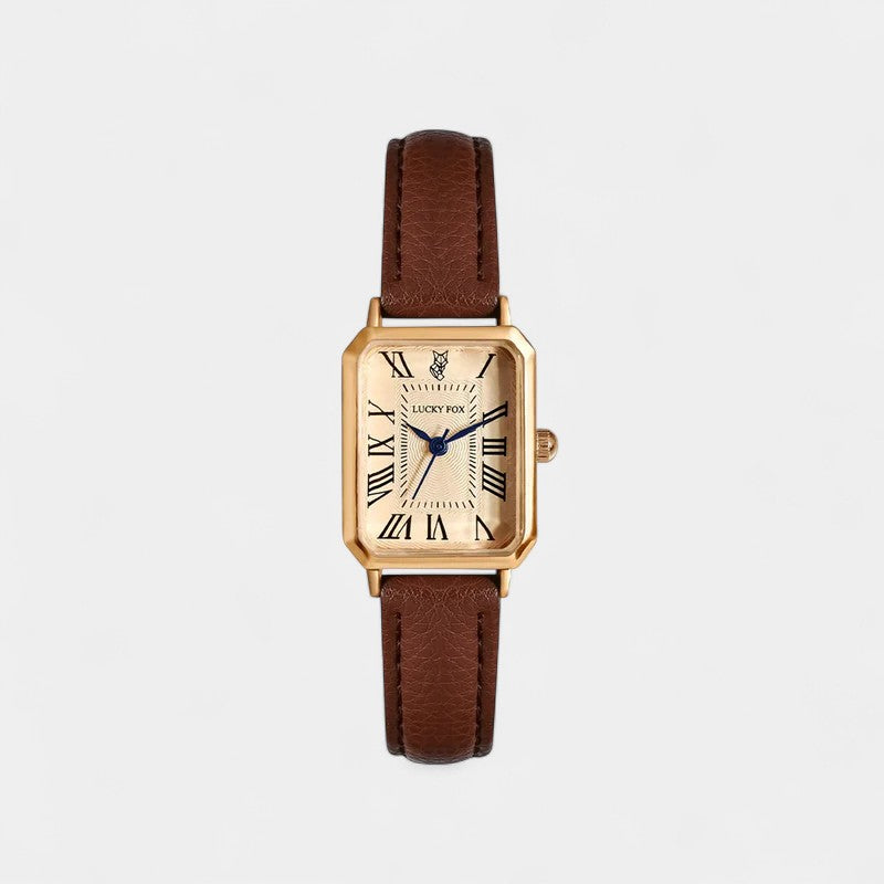 Women's Square Watch with Faux Leather Strap - Brown