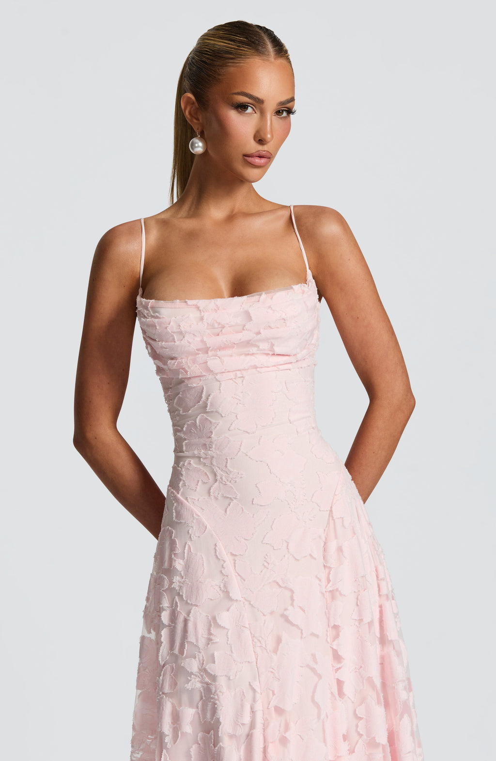 Women's Maxi Evening Gown Sleeveless with Cowl Neck and A-Line Silhouette - 15