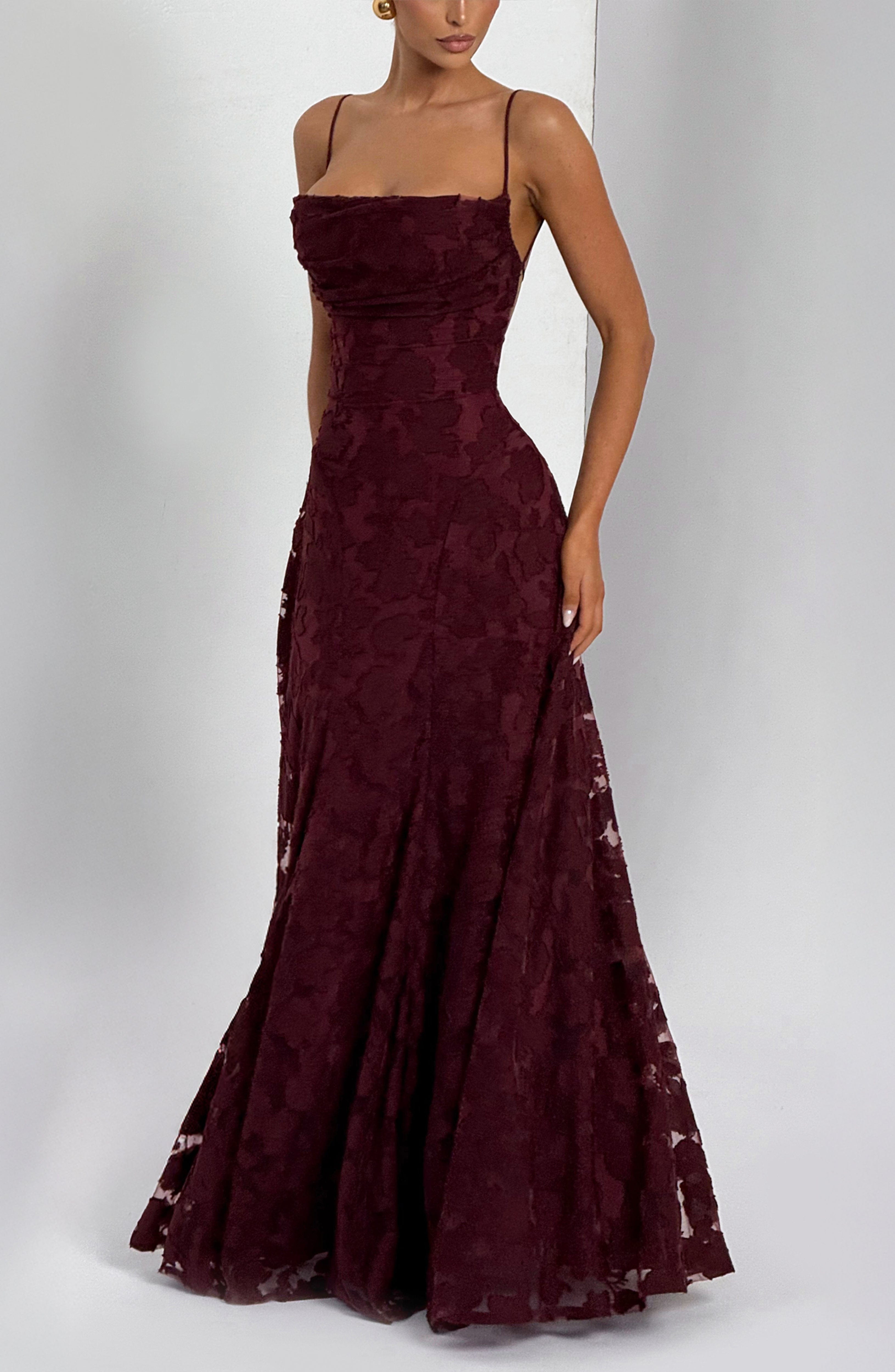 Women's Evening Maxi Dress Sleeveless with High-Shine Finish and A-Line Silhouette - 8