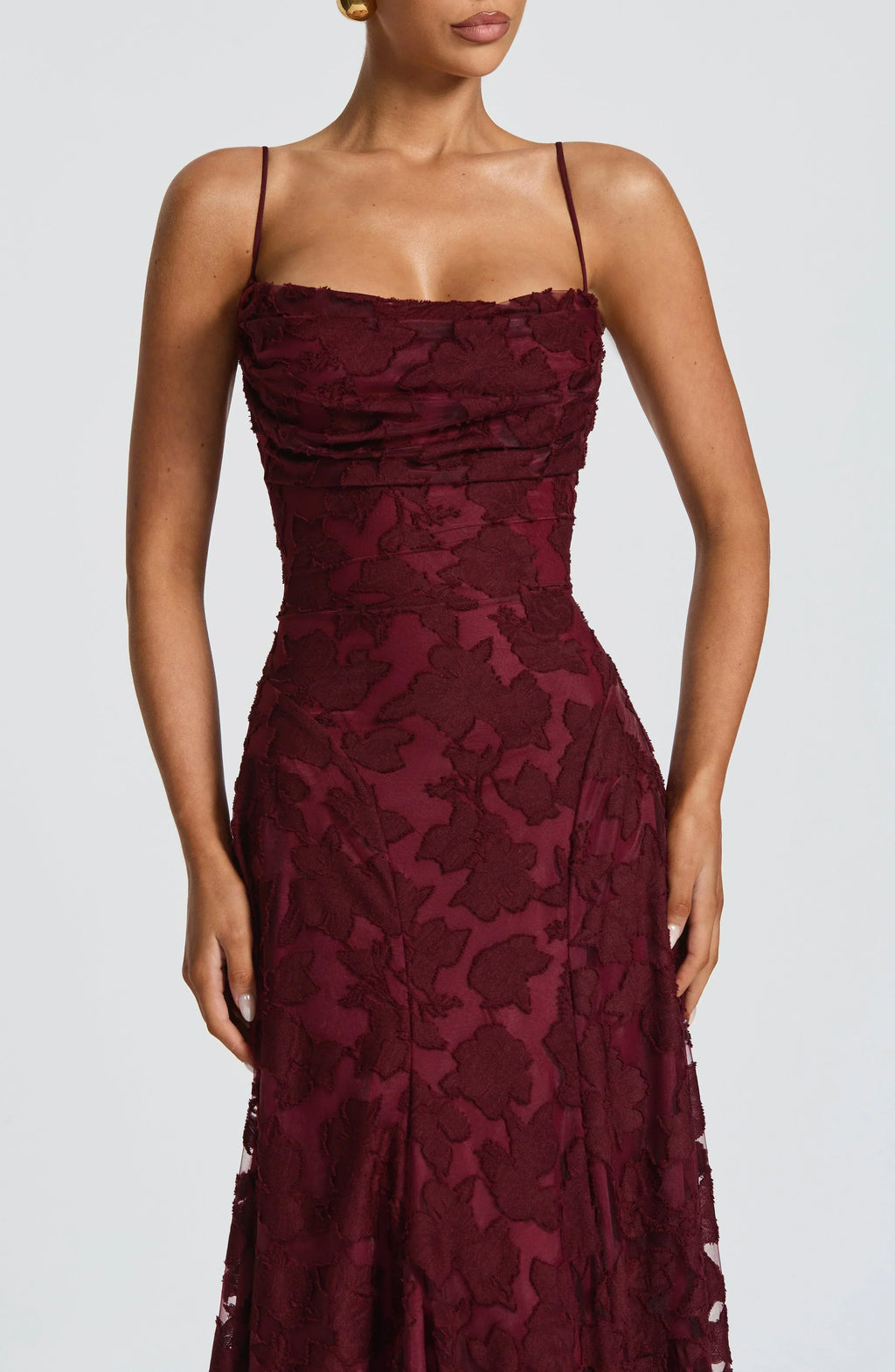 Women's Maxi Evening Gown Sleeveless with Cowl Neck and A-Line Silhouette - 3