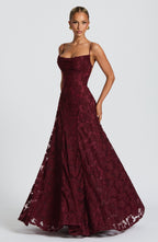 Women's Evening Maxi Dress Sleeveless with High-Shine Finish and A-Line Silhouette - 10