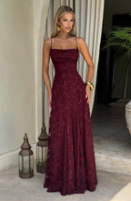 Women's Evening Maxi Dress Sleeveless with High-Shine Finish and A-Line Silhouette - 7
