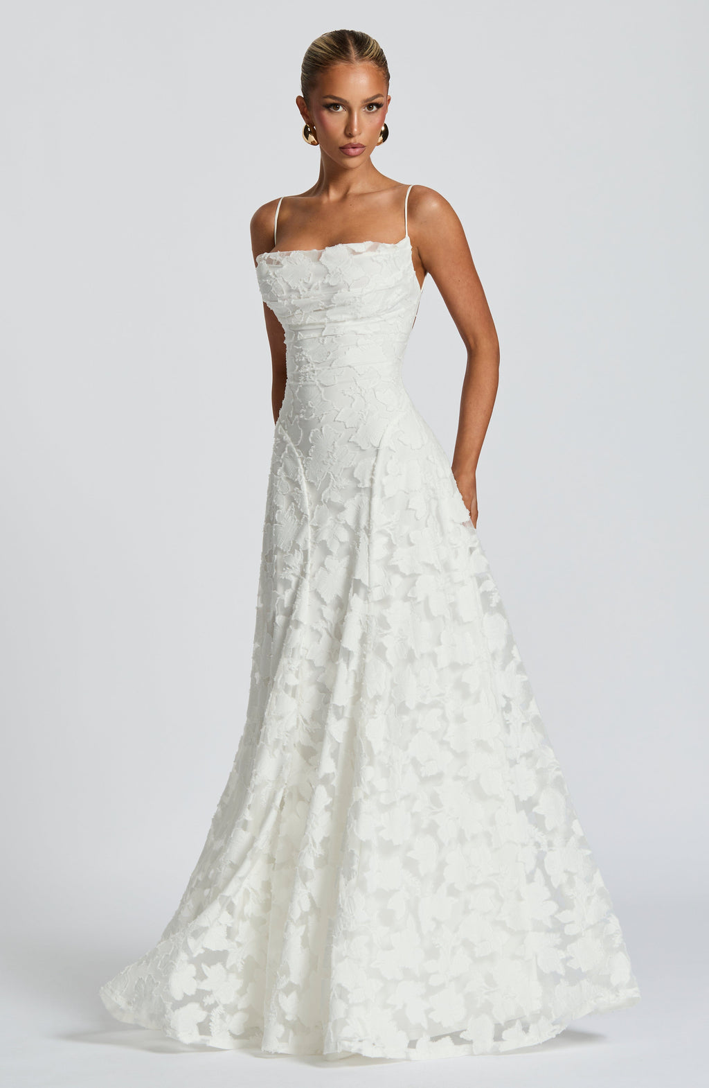 Women's Maxi Evening Gown Sleeveless with Cowl Neck and A-Line Silhouette - 12