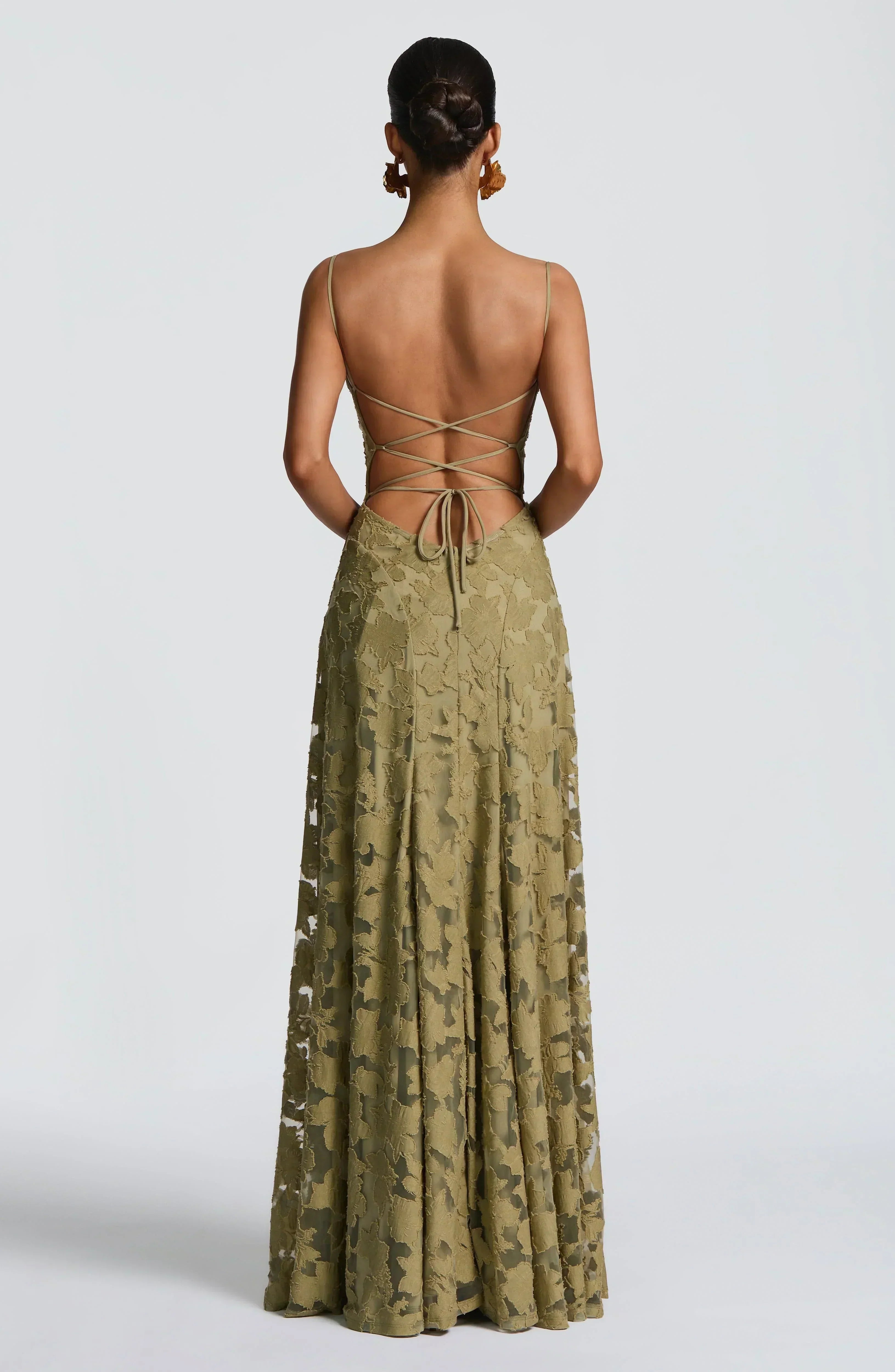 Women's Maxi Evening Gown Sleeveless with Cowl Neck and A-Line Silhouette - 9