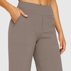 Women's Wide-Leg Trousers with High Waist and Side Pockets - 5