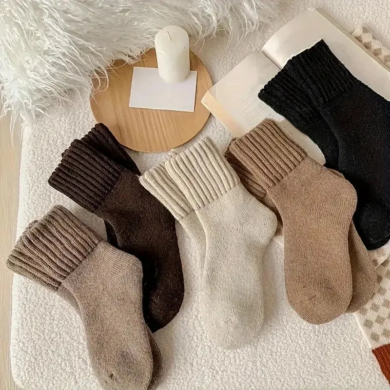Thick Fleece Lined Socks with Non-Slip Grips Five Pair Pack - 5 Pairs Mix