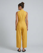 Women's Sleeveless Jumpsuit with Stand Collar and Wide Leg - 11