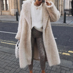 Women's Long Teddy Coat with Open Front - 5