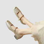Women's Mary Jane Shoes with Block Heel and Buckle Strap - 13