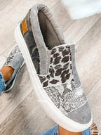 Women's Patchwork Slip-On Trainers with Animal Print - 9