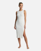 Women's Ribbed Fitted Knit Midi Dress Sleeveless with Side Slit