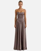Women's Evening Maxi Dress with Lace-Up Back and Structured Bodice