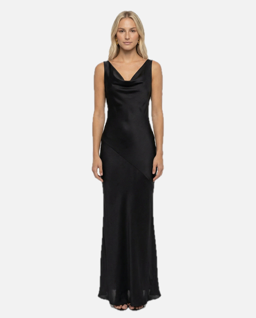 Women's Maxi Dress Sleeveless with Cowl Neck and Open Back