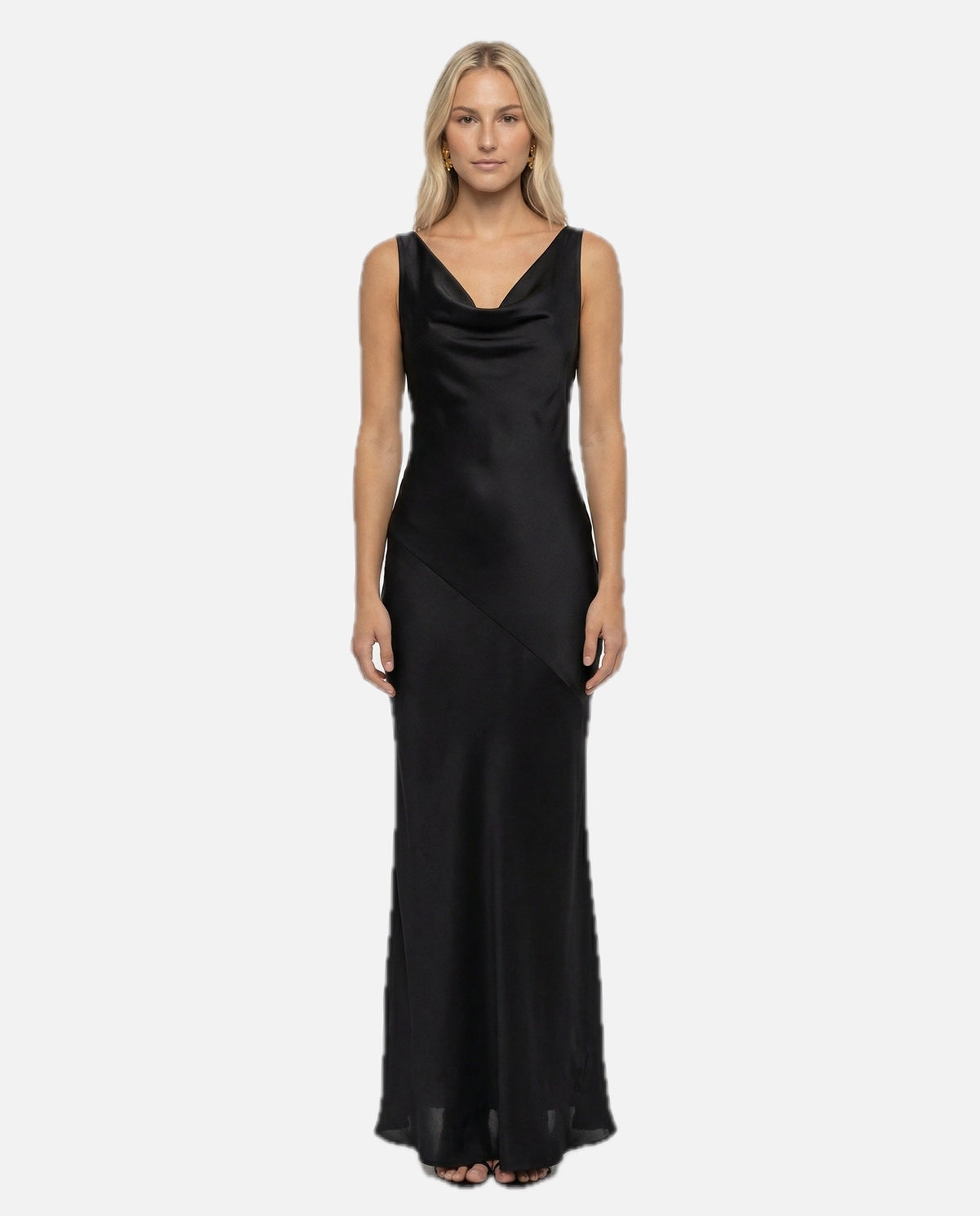 Women's Maxi Dress Sleeveless with Cowl Neck and Open Back