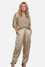 Women's Co-ord Set Short Sleeve Top with Cargo Trousers