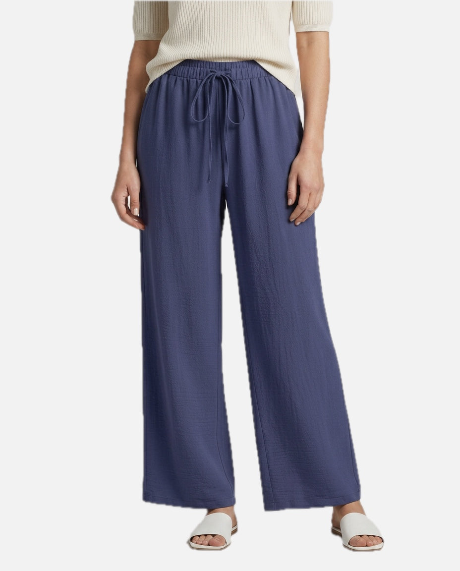Women's Wide-Leg Trousers with Drawstring Waist - 1