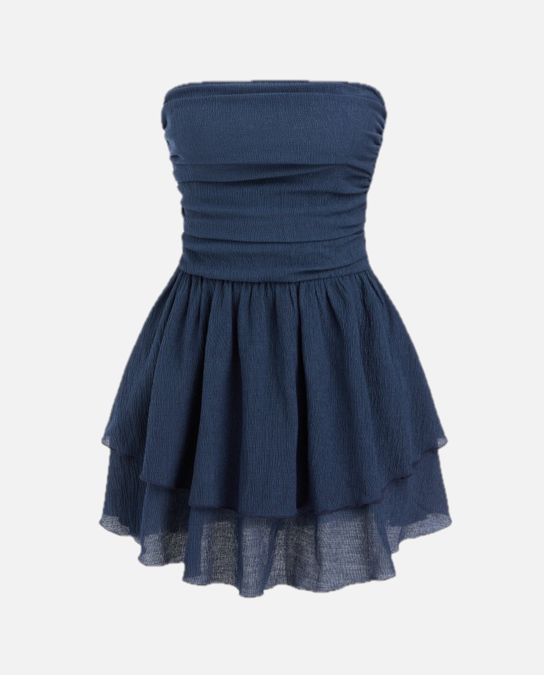 Women's Strapless Mini Dress with Tiered Ruffle Skirt