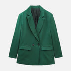 Women's Double-Breasted Blazer with Notched Lapels and Structured Silhouette