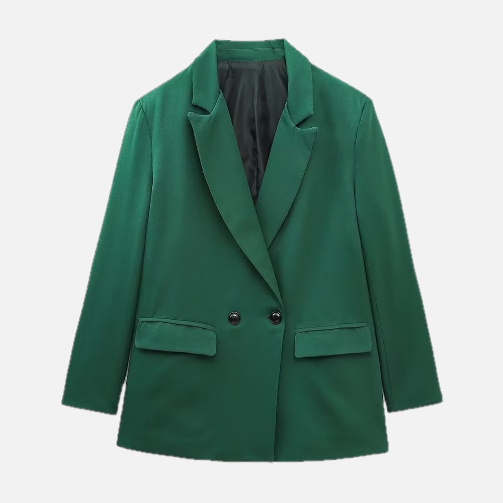 Women's Double-Breasted Blazer with Notched Lapels and Structured Silhouette