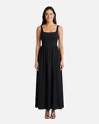 Women's Sleeveless Maxi Dress with Square Neckline and A-Line Skirt