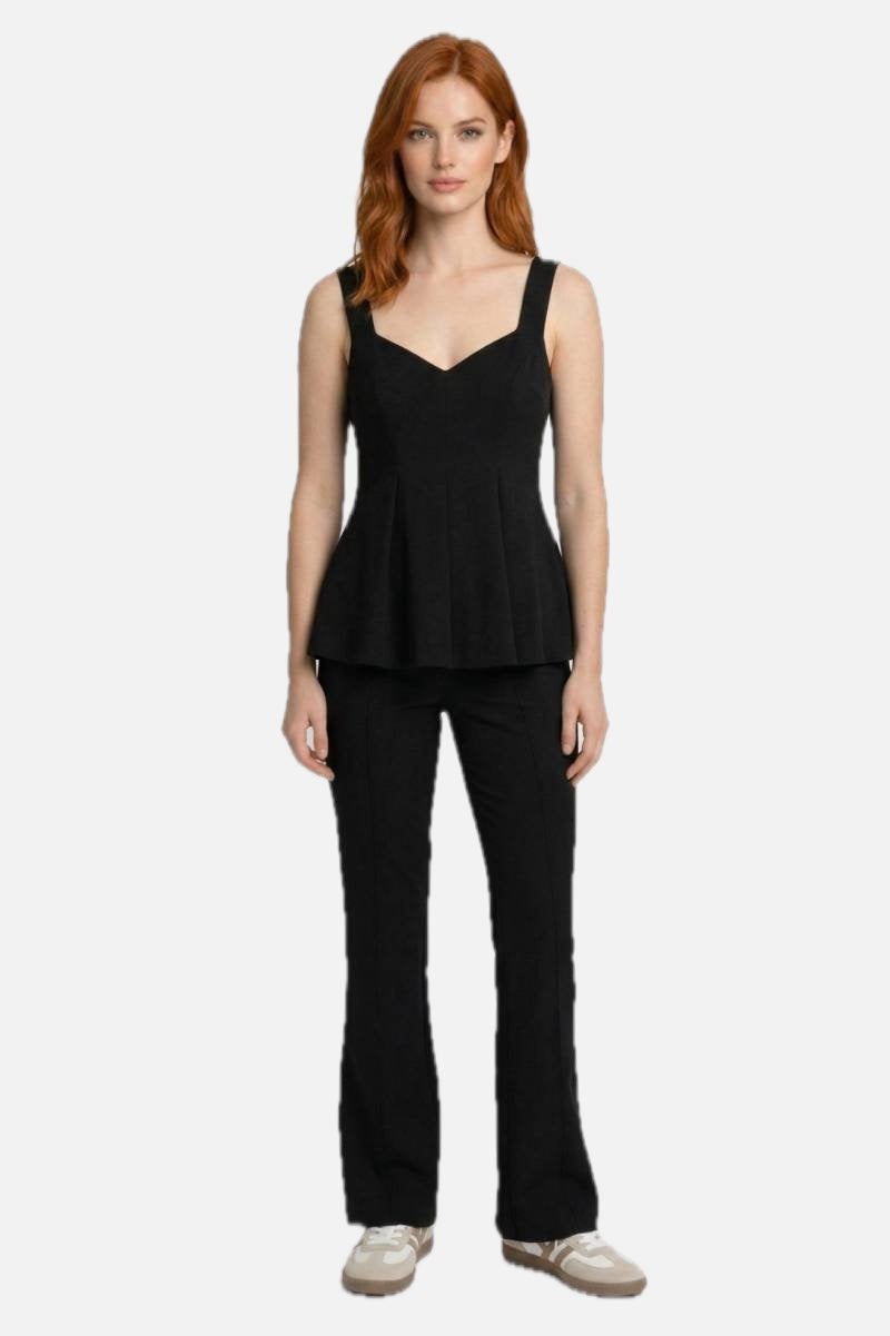 Women's Co-ord Set Pleated Peplum Top with Flared Trousers