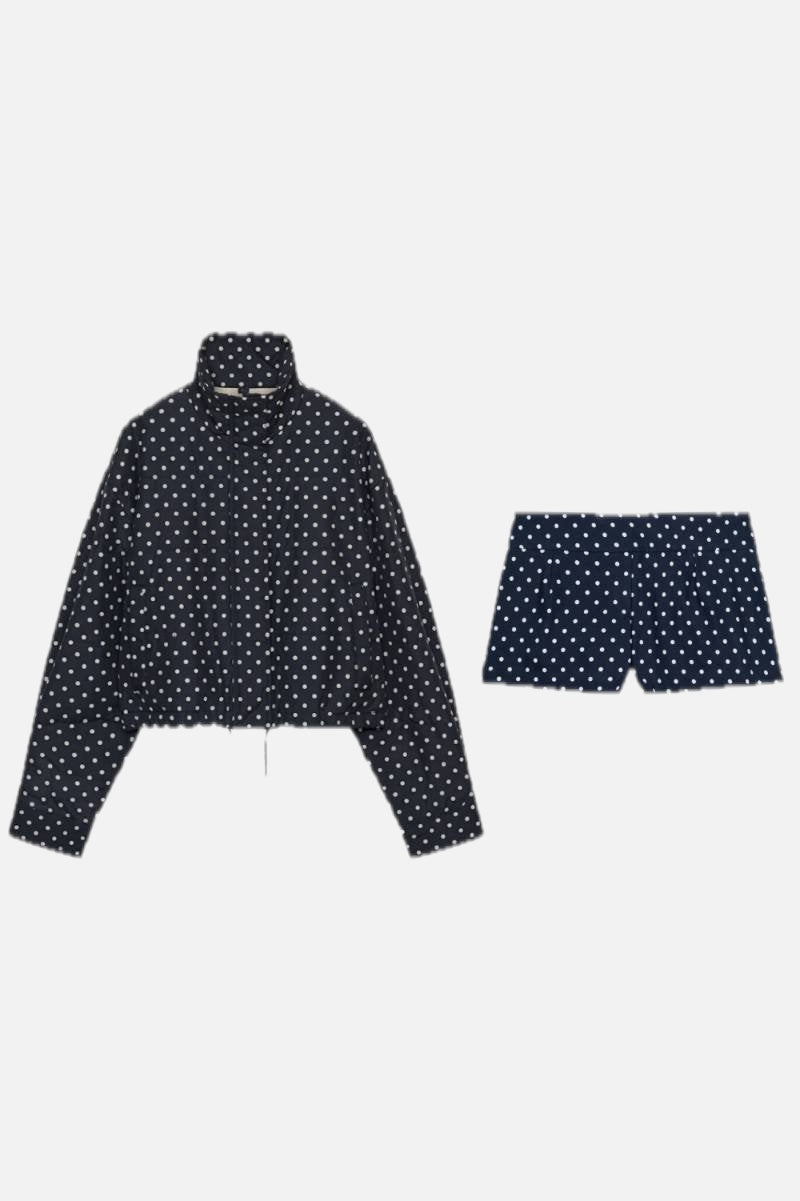 Women's Two-Piece Set High Neck Zip-Up Jacket with Matching Shorts
