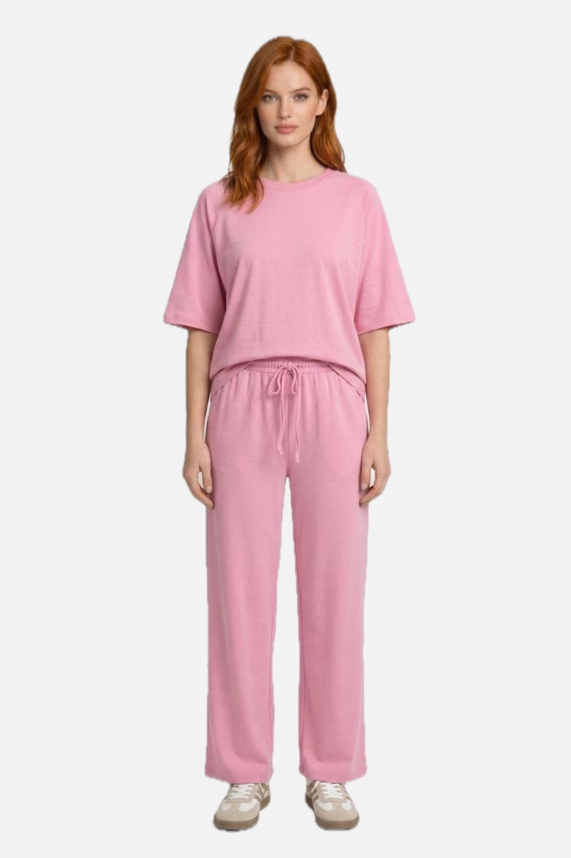 Women's Lounge Set Oversized T-Shirt with Wide Leg Drawstring Trousers
