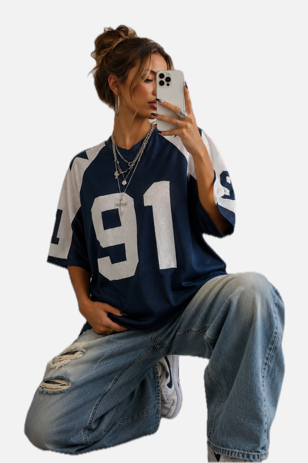 Women's Oversized Varsity Number Print T-Shirt
