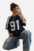 Women's Oversized Varsity Number Print T-Shirt