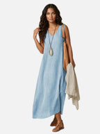 Women's Maxi Dress Sleeveless with V-Neck and Flared Silhouette