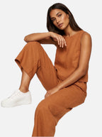 Women's Sleeveless Top and Wide Leg Trousers Set