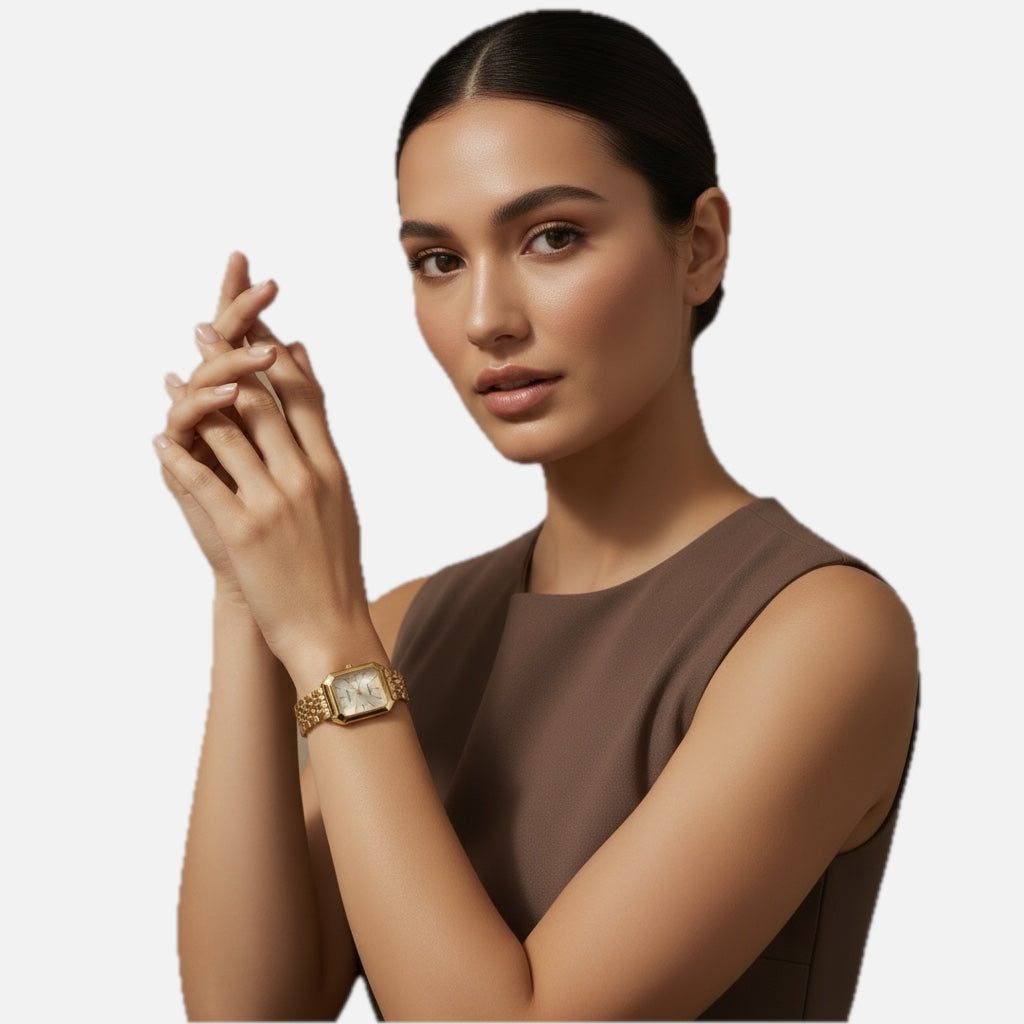Women's Square Watch with Minimalist Dial and Bracelet Strap