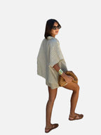 Women's Striped Co-ord Set Oversized Shirt with Shorts