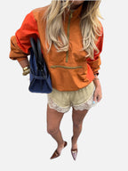 Women's Half-Zip Windbreaker Jacket with Colorblock Design