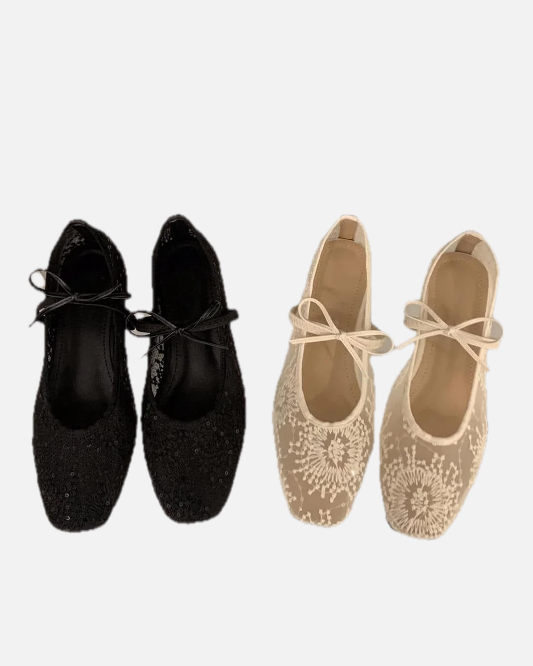 Women's Ballet Flats with Mesh Upper and Square Toe